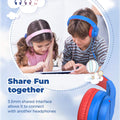 iClever Kids Headphones for School Travel, Safe Volume Limited, HD Mic Stereo Sound Over-Ear Girls Boys Headphones for Kid, FunShare Foldable 3.5mm Wired Kids Headphones for iPad Computer, HS19