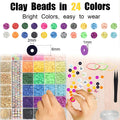 YMSDZHL 6000+PCS Clay Beads Bracelet Making Kit,24 Color DIY Flat Preppy Beads for Friendship Jewelry Making,Polymer Heishi Beads with Charms Gifts for Teen Girls Crafts for Ages 4-12