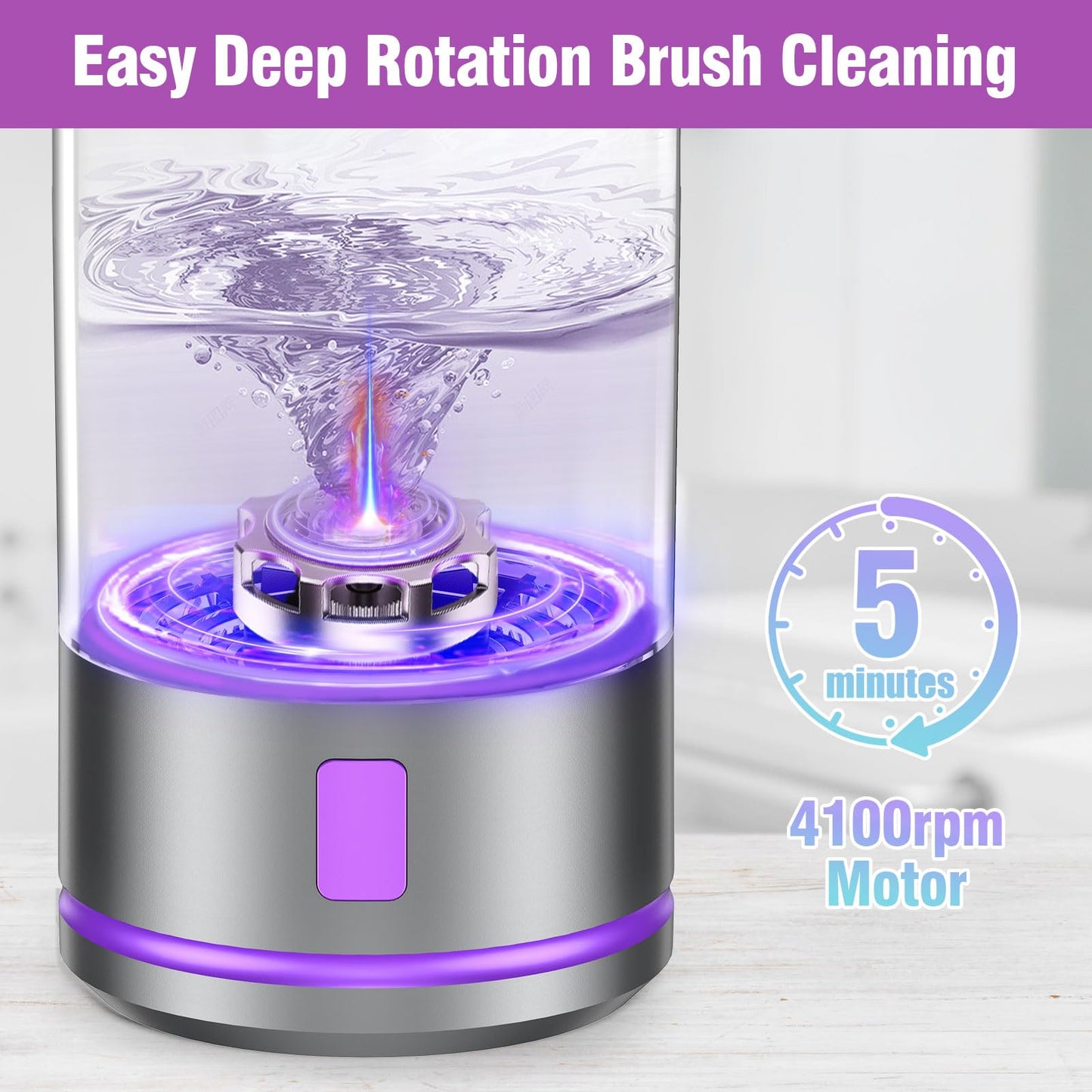 Electric Makeup Brush Cleaner Machine, 4100 RPM Make up Brush Cleaning with 1200 mAh Rechargeable Battery, Automatic Makeup Brush Cleaner with Mat For All Size Cosmetic Brushes and Sponges