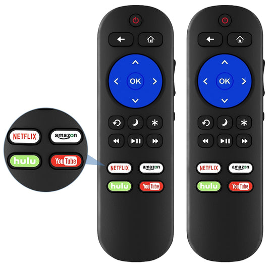 Paquete de 2 controles remotos compatibles con todos los controles remotos de Roku TV, universales para Hisense Roku/TCL Roku/Onn Roku/Element/Sharp/Haier/Hitachi/LG/Sanyo/JVC/Magnavox/RCA/Philips/Westinghouse Roku Series Smart TV