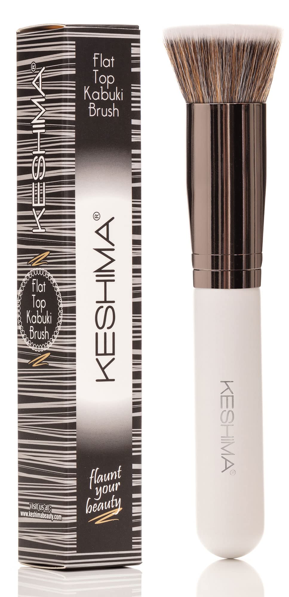 Black & White Kabuki Foundation Brushes Bundle By KESHIMA - Regular Size - Premium Makeup Brushes for Liquid, Cream, and Powder