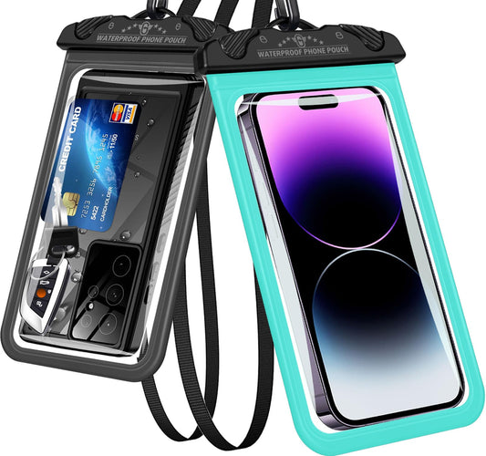 2 Pack Waterproof Phone Pouch, Waterproof Phone case with Lanyard Cell Phone Dry Bag for iPhone 16 15 14 13 12 Pro Max, Galaxy S24 S23 Ultra- Beach Cruise Ship Essentials