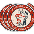 IMPERIAL VIBES - Remember Kids Electricity Will Kill You Sticker – Vinyl Decal for Window – Removable Waterproof Sticker for Van Bumper – Useable Indoor & Outdoor – Easy use for Car, Van, & SUV–Imp 10