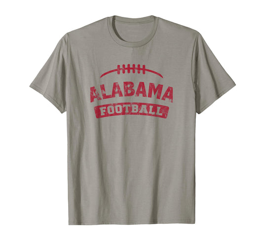 T-shirt de football gris Alabama pour homme, style vintage, effet vieilli