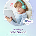 iClever Kids Bluetooth Headphones, BTH02 93H Playtime Type C Fast Charging, Bluetooth 5.4, Adjustable Kids Headphones, Safe Volume 85 dBA, Foldable Kids Wireless Headphones with MIC for iPad, Green