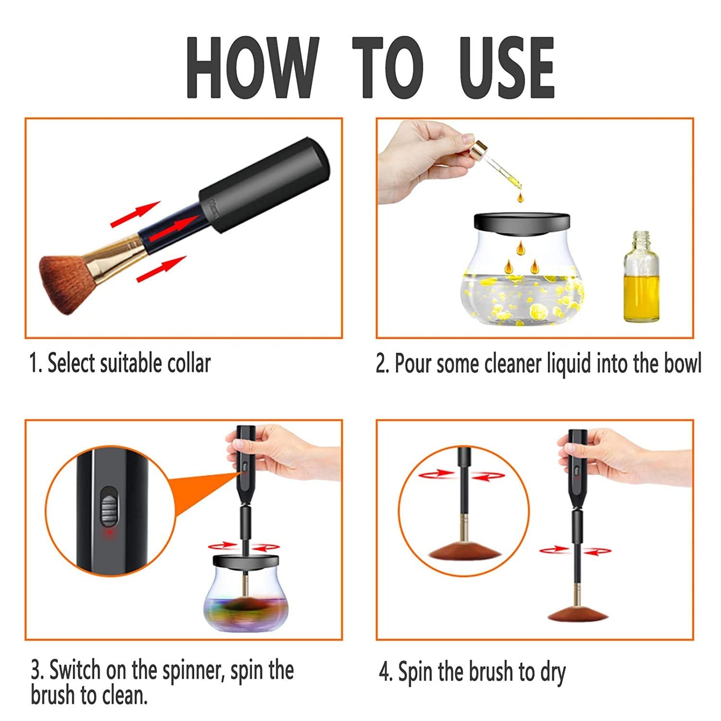 Makeup Brush Cleaner Dryer Machine Is Time Saving And Easy To Use Cleaning And Drying Within One Minute The Electric Cosmetic Brush Has 8 Rubber Tube Sleeves