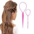 Juego de 6 herramientas para peinar el cabello con bucles y cola de caballo de Aigee: herramientas para hacer colas de caballo, bucles para trenzas francesas grandes y pequeños, herramientas para pasar el cabello (rosa, azul, morado) para mujeres y niñas