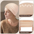 4 piezas de gorro de peluca de fibra de bambú, gorro de peluca de bambú para mujer, gorro calvo elástico transpirable para la caída del cabello debajo de las pelucas (beige)