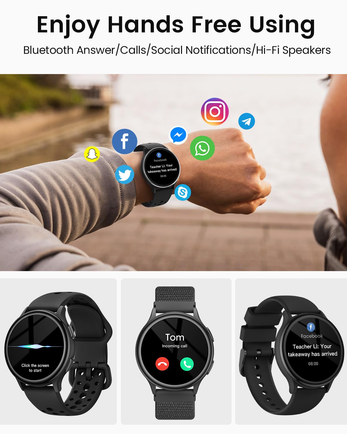 [3 Watch Bands] Smart Watch, 1.27" Smart Watches for Women Men(Answer/Make Call), Fitness Watches with Heart Rate/Sleep/Sp02/Steps Monitor, 70 Sports Modes, 5ATM Waterproof for IOS & Android Phones