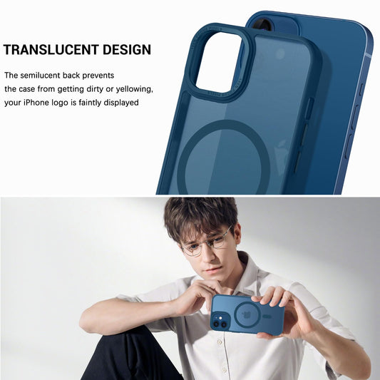 Coque iPhone 12 et iPhone 12 Pro, [Compatible avec Magsafe] Slim Fit Antichoc Translucide Mat Protection Femmes Hommes Filles Garçons Coque pour iPhone 12/12 Pro 6.1'', Bleu