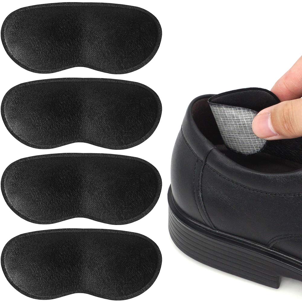 Dr.Foot Heel Grips for Men and Women, Self-Adhesive Heel Cushion Inserts Prevent Slipping, Rubbing, Blisters, Foot Pain, and Improve Shoe Fit - 2pairs + Extra 1 Shoe Horn (Black)