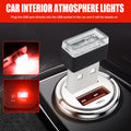 Hbxdeco Lot de 4 lampes d'ambiance LED USB pour intérieur de voiture, mini veilleuse décorative LED portable pour voiture, kit d'éclairage d'ambiance avec interface USB enfichable, accessoires universels pour intérieur de voiture (rouge)