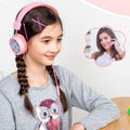 New bee Kids Headphones Wired for School with Microphone KH20 HD Stereo Safe Volume Limited 85dB/94dB Foldable Lightweight for Girl/Mac/Android/Kindle/Tablet/Pad (Pink)