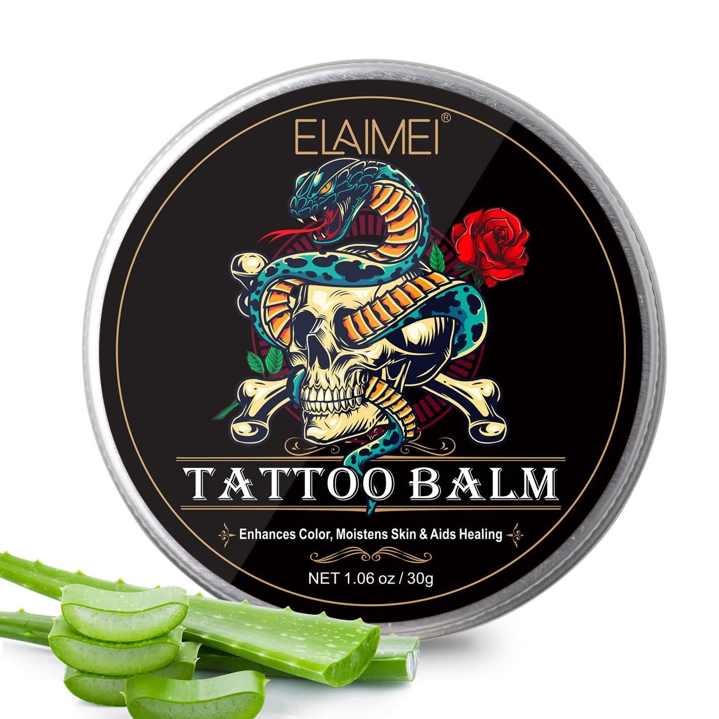 Beurre de soin après tatouage, baume éclaircissant pour tatouages ​​nouveaux et anciens. Crème de tatouage biologique naturelle. (1,06 oz)