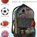 Heavy Duty Soccer Ball Net Bag(100L Extra Large Capacity 10-12Balls), Drawstring Mesh Ball Bag with Zipper Pocket, Sports Equipment Storage Organizer Hold for Gym, Beach, Cloth, Swimming Gears (1)