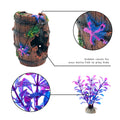 Faeshoo Décoration d'aquarium pour poissons Betta Accessoires de décoration pour aquarium, tonneau en étoile de mer x 1 pièce, plantes aquatiques x 4 pièces