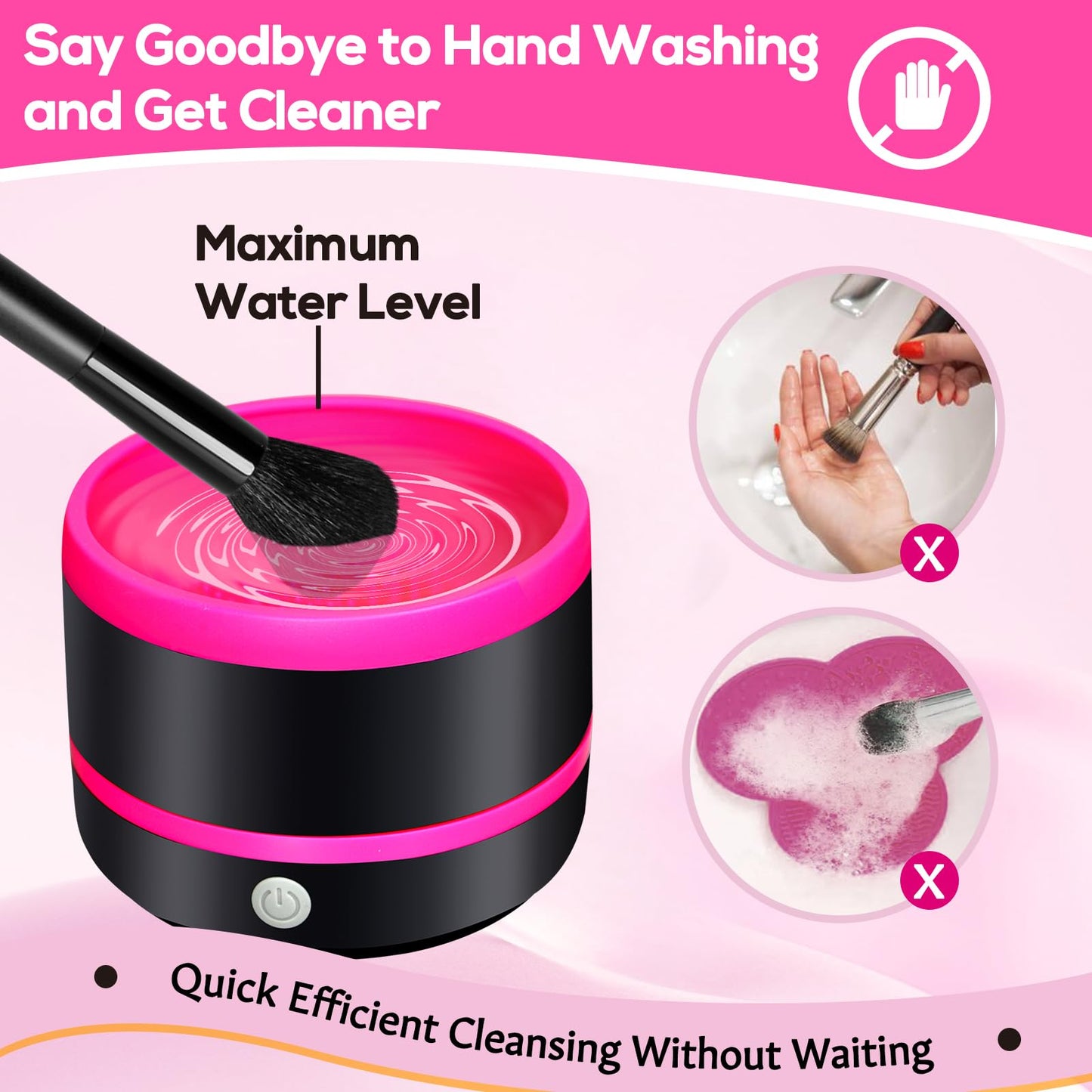 Electric Makeup Brush Cleaner Machine, Automatic Spinning Cosmetic Brushes Cleaner Cleanser for All Size Beauty Makeup Brush Set Travel Portable for Women, Girls