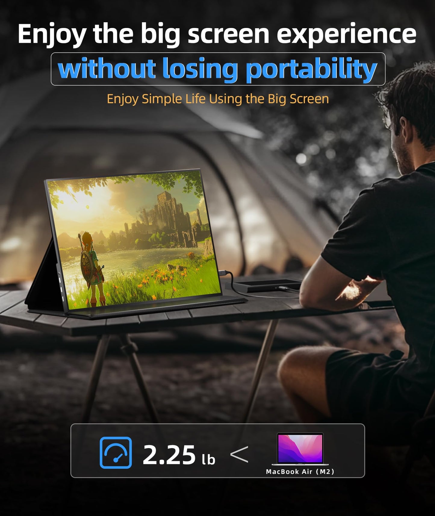 18.5 Inch Portable Monitor, 100% sRGB FHD Laptop Screen Extender USB C HDMI Portable Gaming Monitor w/Smart Cover & Speakers, External Monitor for Laptop Mac PC