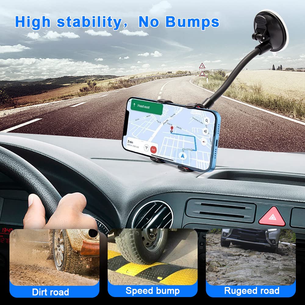 YZtree Car Phone Holder Mount Cell Phone Stand Windshield Dashboard Car Mount 360 Rotation for iPhone 16 15 14 13 12 11 Pro Max XS X XR 8 SE/Samsung Galaxy S20+Ultra S10 Note 10 Plus