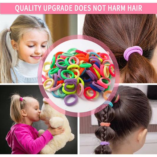 AWYCZJZH-100 PCS Hair Ties, Baby Hair Ties，Hair Elastics, Hair Accessories for Girls Women, Seamless Hair Ties,Cotton Toddler Hair Ties for Girls and Kids， Hair Ties for Thick Hair (Multicolor)