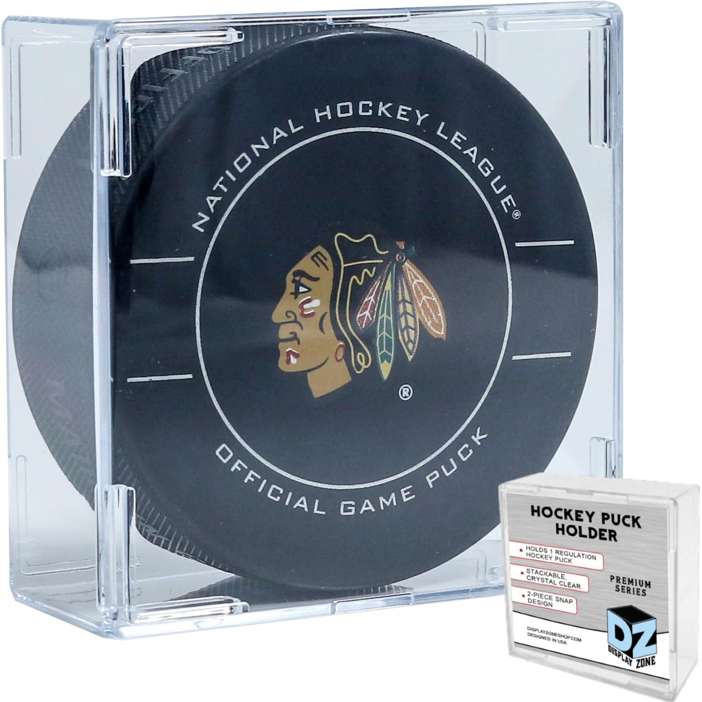 Display Zone Hockey Puck Case, Crystal Clear Puck Holder - Fits Official Size Hockey Puck