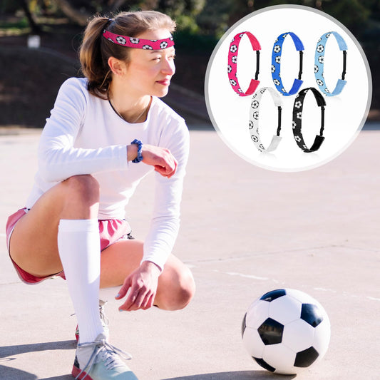 JJUNW Lot de 5 bandeaux de football pour filles, bandeau de football réglable, bandeau de cyclisme antidérapant, accessoires pour garçons, filles, amateurs de sport