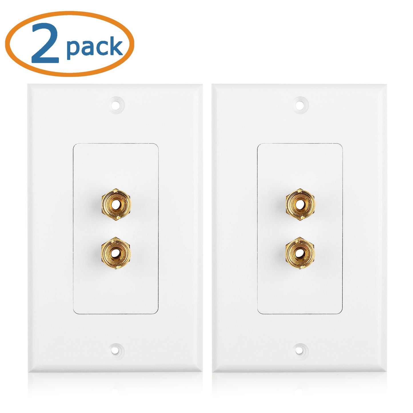 Cable Matters 2-Pack Speaker Wire Wall Plate (Speaker Wall Plate, Banana Plug Wall Plate) for 1 Speaker in White