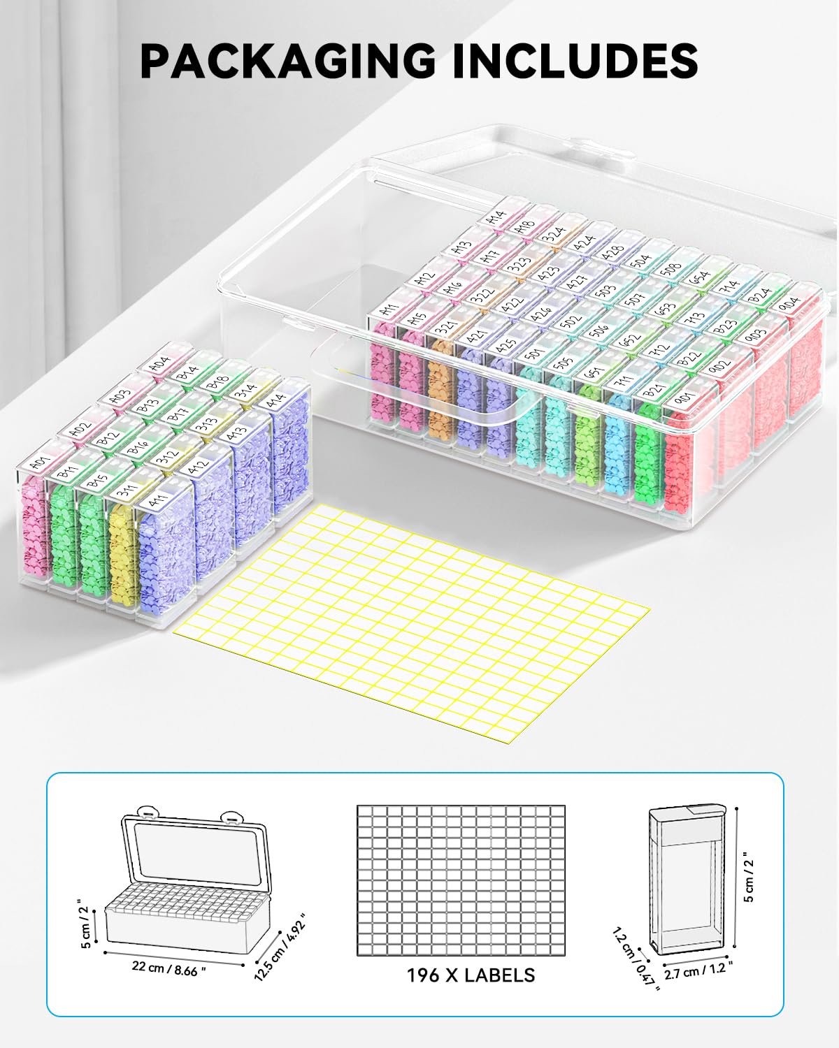 ARTDOT Diamond Painting Storage Containers, Diamond Art Portable Bead Storage Organizer 64 Gird Diamond Painting Accessories (Storage Box)