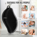 VWMYQ Silicone Body Scrubber Pro 2-in-1 Shower Scrubber for Body Care, Lathers Well, Silicone Loofah and Body Scrubber Exfoliator for Men and Women (Black, Body + Scalp)