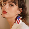 Turandoss 4th of July Patriotic Earrings for Women, American Flag Earrings Cute Leather Dangle Flag Earrings Handmade Independence Day Earrings for Women Jewelry Gifts