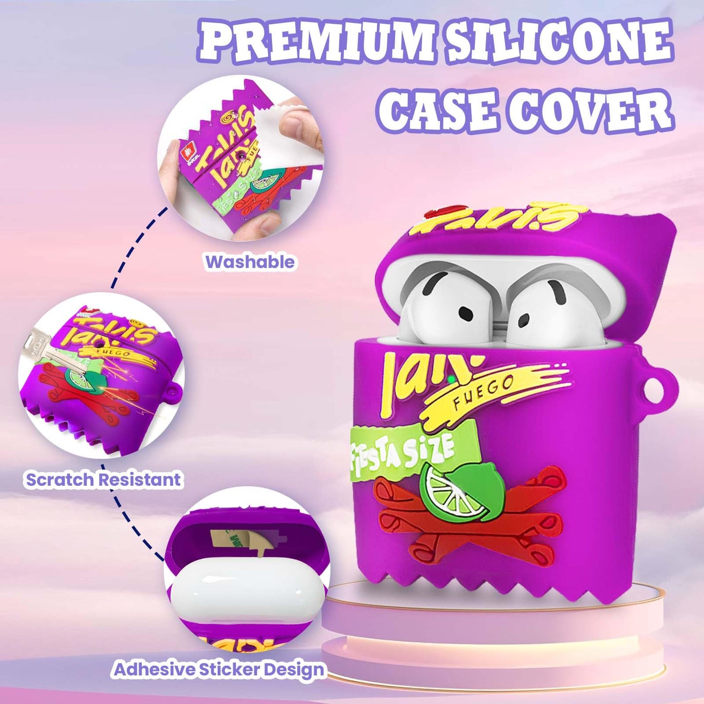 [3Pack] Food Case for Airpods 4 (2024), Cute Airpods 4 Case Funny 3D Cartoon Silicone Cover for Airpods 4 Cute Case with Cleaner Pen/Keychain for Girls Boys (Sport Water & Purple Potato & Bubble Gum)