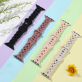 Slim Silicone Bands Compatible with Apple Watch Band 40mm 38mm 41mm 44mm 45mm 46mm 42mm Women Floral Breathable Braided Lace Thin Sport Strap Replacement Wristbands for iWatch SE Series 10 9 8 7 6 5 4 3 ultra 2