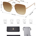 SOJOS Trendy Oversized Square Metal Frame Sunglasses for Women Men Retro Big Flat Lens UV Protection Sunglasses SJ1146, Gold Frame/Brown Grading Lens