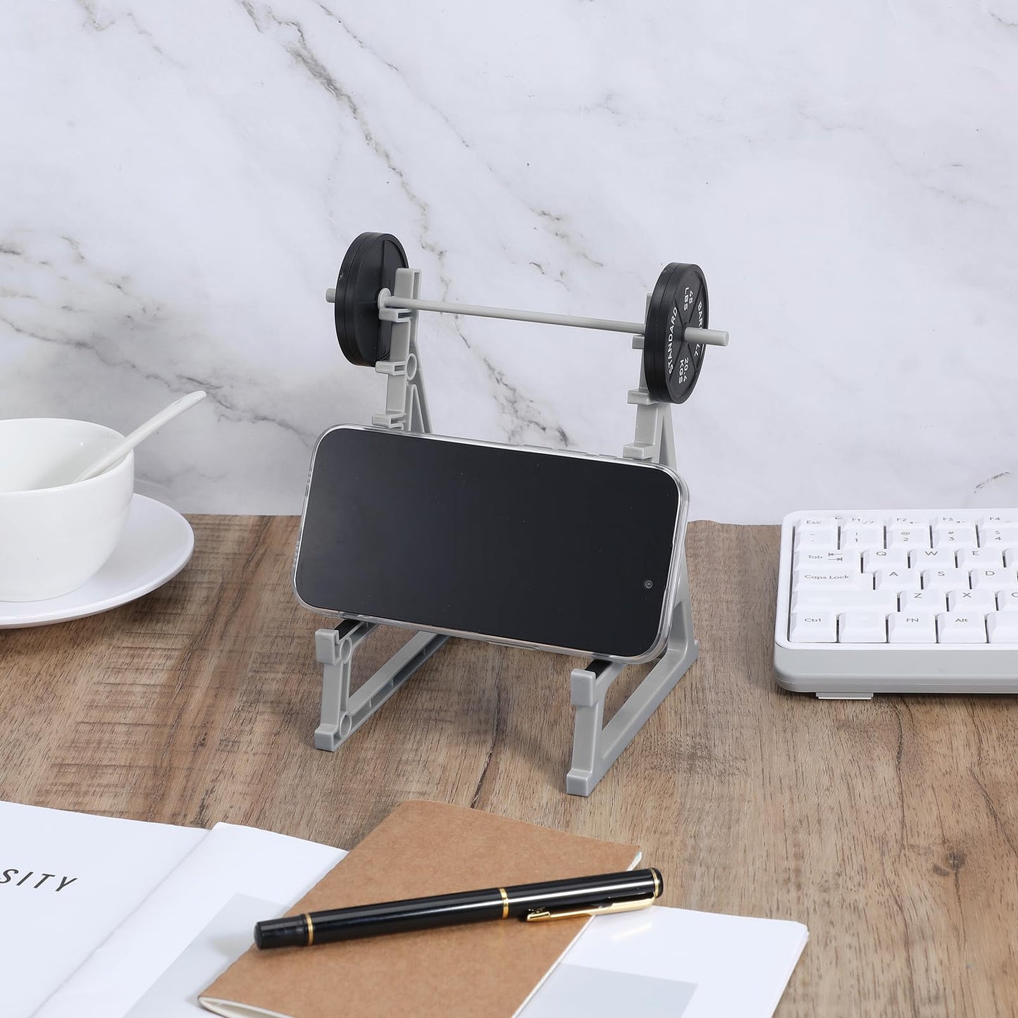 2pcs Squat Rack Pen Holder, Squat Rack Office Decor Mini Barbell Rack Pen Holder Desktop Squat Rack Pen Holder with Weights & Barbells for Office Gym Decorations for Fitness Weightlifting Lovers