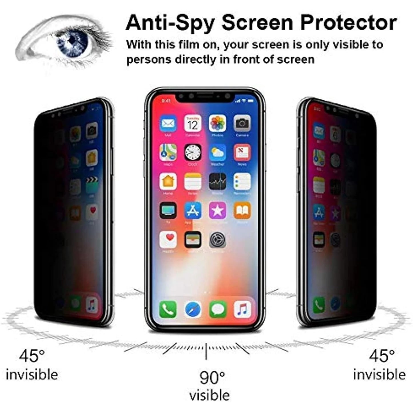 [2 Pack] Privacy Screen Protector for iPhone 11/XR, YMHML Tempered Glass Anti-Spy Bubble Free Case Friendly Easy Installation Film for iPhone 11/XR 6.1 Inch