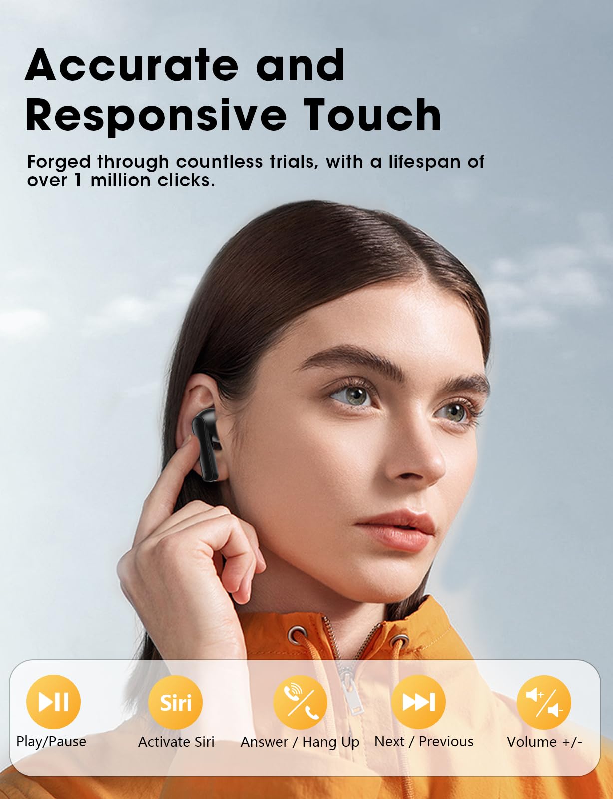 ZZU Wireless Earbuds, Bluetooth Ear Buds with Big Bass Stereo Sound, 48 Hours Playtime, Lightweight in-Ear Fit Earphones, IPX7, Hands-Free Calls with AI for iPhone, Android, Pad, Sports, Workout