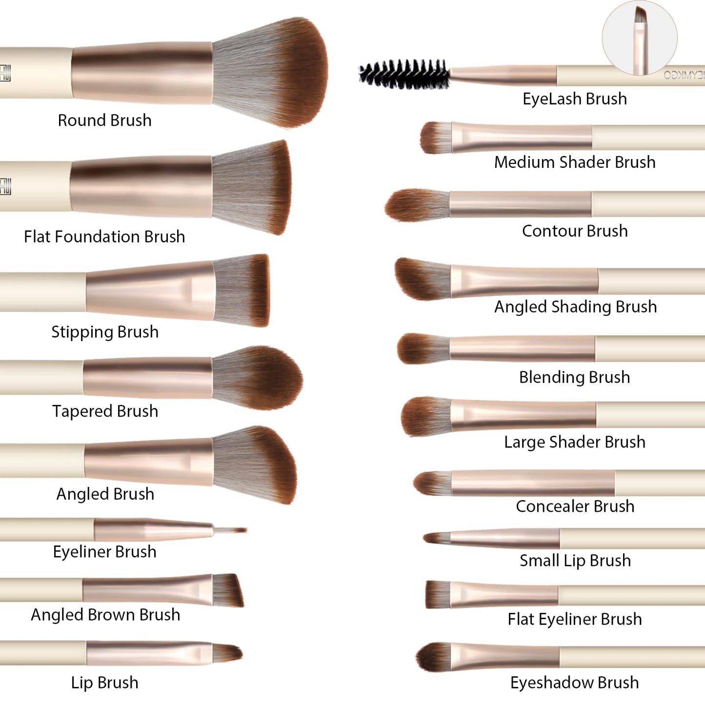 HEYMKGO Makeup Brushes Set, 18pcs Professional Makeup Brushes with 2 Powder Puff & Travel Bag, Premium Synthetic Foundation Powder Blush Blending Face Brush Kit, Eyeshadow Set Makeup Brushes & Tools