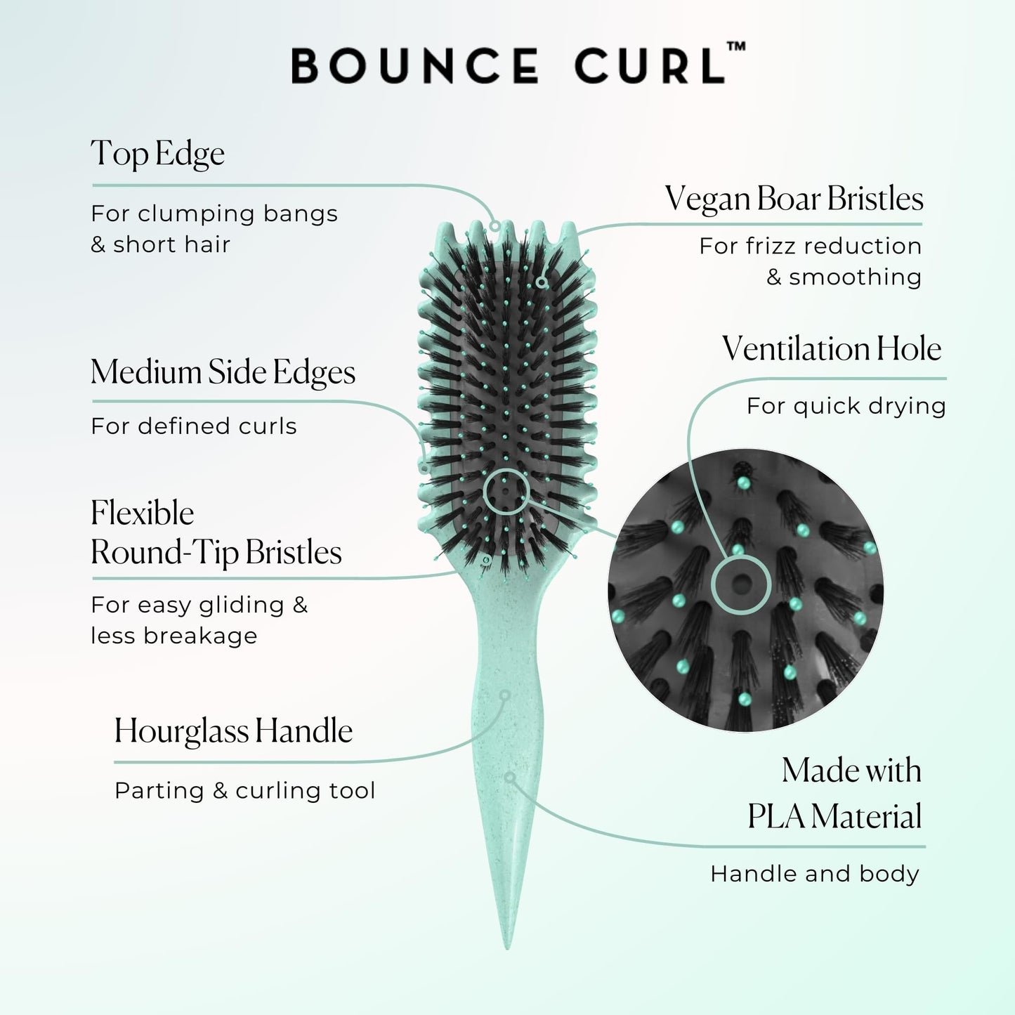 Bounce Curl Define EdgeLift Brush, 5-in-1 Tool for Effortlessly Defined Curls, Waves & Coils, Reduces Frizz - Tan