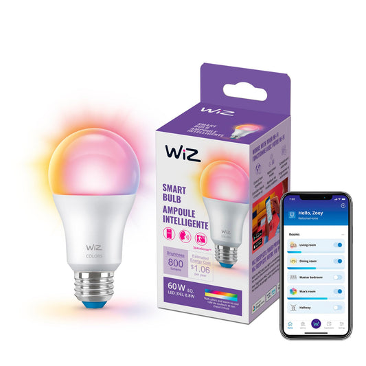 WiZ Connected 60W A19 LED Smart Light Bulbs - Connects to Your Wi-Fi - E26 Smart Bulb - Control with Voice or App + Activate with Motion - Matter Compatible - 1 Pack