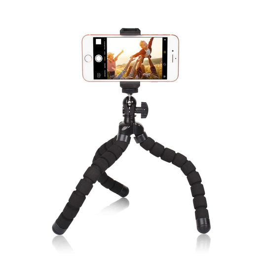 Mini trípode para teléfono, soporte flexible para teléfono móvil de Ruittos Premium compatible con iPhone, Samsung Go Pro, cámara digital pequeña, color negro