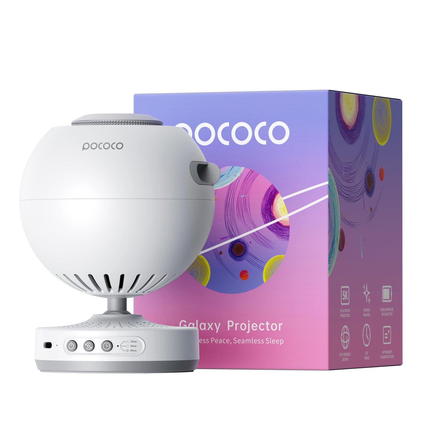 POCOCO Proyector Galaxy Star para dormitorio con discos de película óptica reemplazables, proyector de luz nocturna planetaria para el hogar con luz suave de alta definición para relajarse, estudiar y meditar, regalos para aliviar el estrés