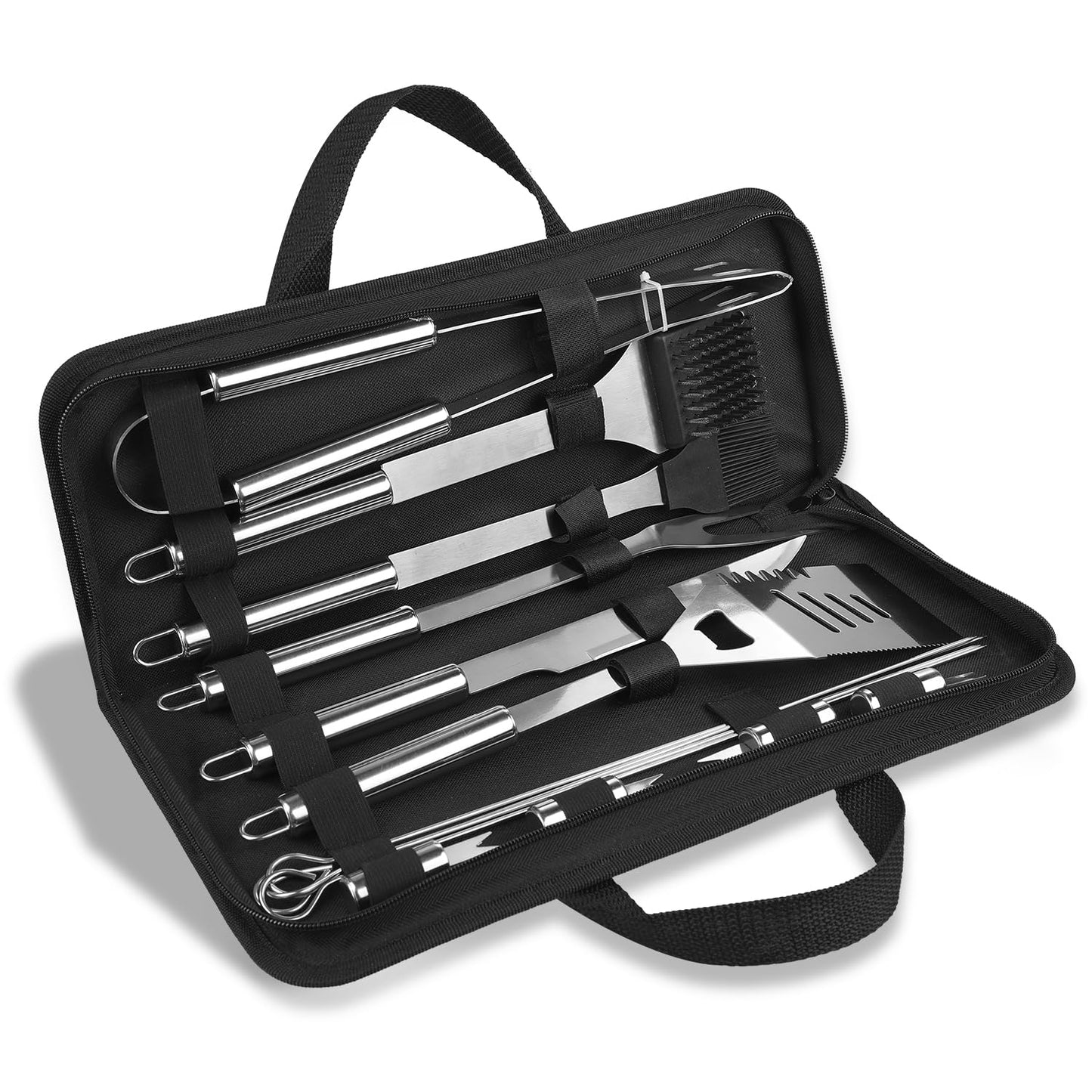 Anpro Grill Kit, Grill Set, Grilling Utensil Set, Grilling Accessories, BBQ Accessories, BBQ Kit, BBQ Grill Tools,Smoker, Camping, Kitchen, Stainless Steel, 21 Pcs,Grilling Gifts for Fathers Day