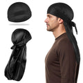 3 piezas de gorros sedosos para hombres y mujeres con ondas elásticas y gorros sedosos con cola larga, gorros de satén para el pelo con ondas, gorro pirata con correa ancha, suave y transpirable, gorro liso tipo cúpula para decoración de hip-hop