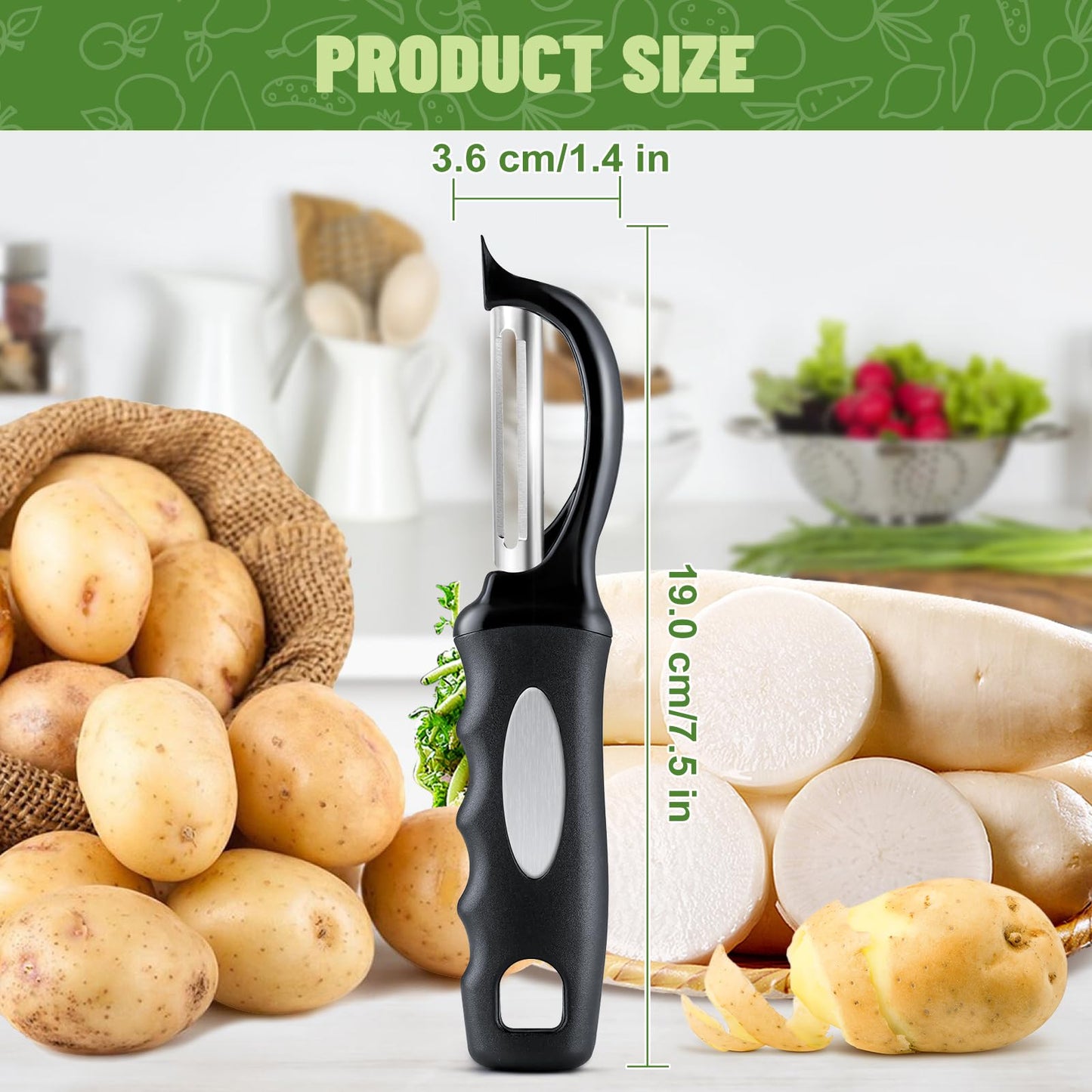 Swivel Vegetable Peeler, Potato Peeler with Blemish Remover, Veggie Peeler with Sharp Stainless Steel Blades, Fruit Peeler with Comfortable Handle for Kitchen