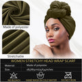 SATINIOR Lot de 2 foulards extensibles pour cheveux longs et doux pour femme (vert armée, chameau)