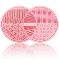 Makeup Brush Cleaning Mat, Silicone Makeup Brush Scrubber, Makeup Brush Cleaner Pad, Cosmetic Brush Cleaner, Brush Cleaning Pad, Suitable for Makeup Brush, Makeup Sponge, Powder Puff (Pink)