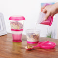 Cereal On the Go Cups Breakfast Drink Cups Portable Yogurt and Cereal To-Go Container Cup (Rose Red)