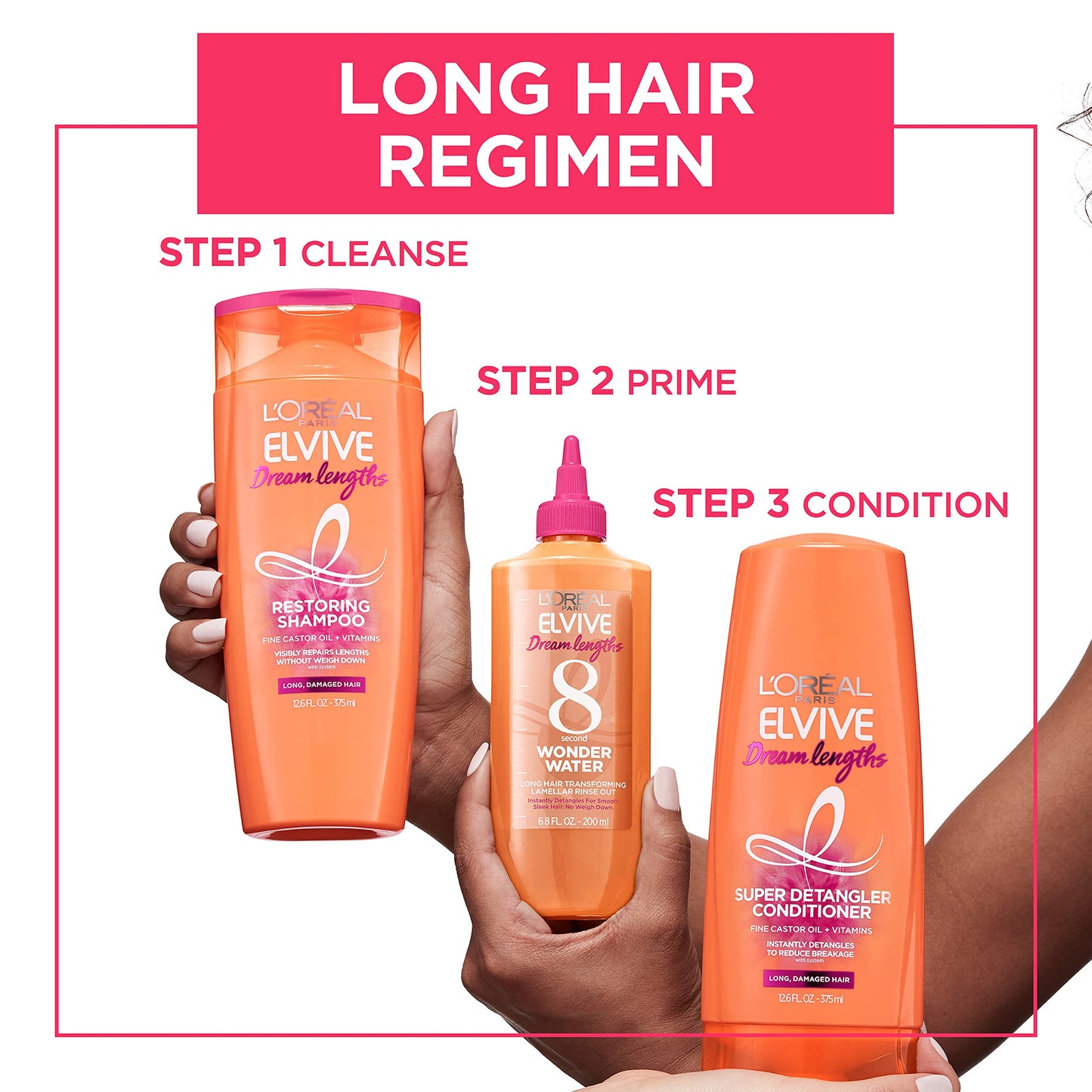 L'Oreal Paris Elvive Dream Lengths Shampoo and Conditioner Kit, Paraben Free, 1 kit (Packaging May Vary)