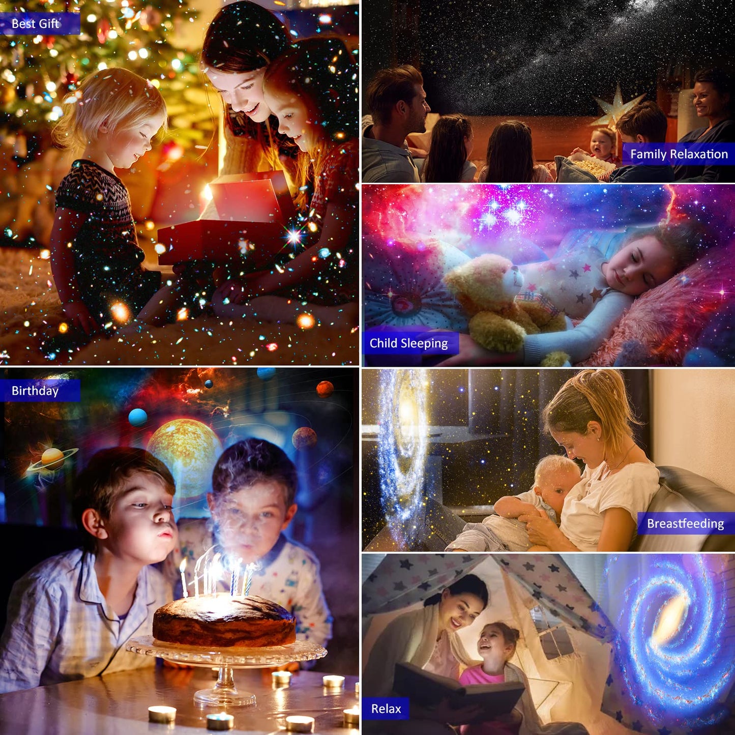 Syslux Star Projector, Planetarium Projector for Bedroom Ultra Clear Galaxy Night Light with 4K Replaceable 12 Galaxy Discs 360 Degree Rotation Real Sky Light for Kids Room Birthday Valentines Gift