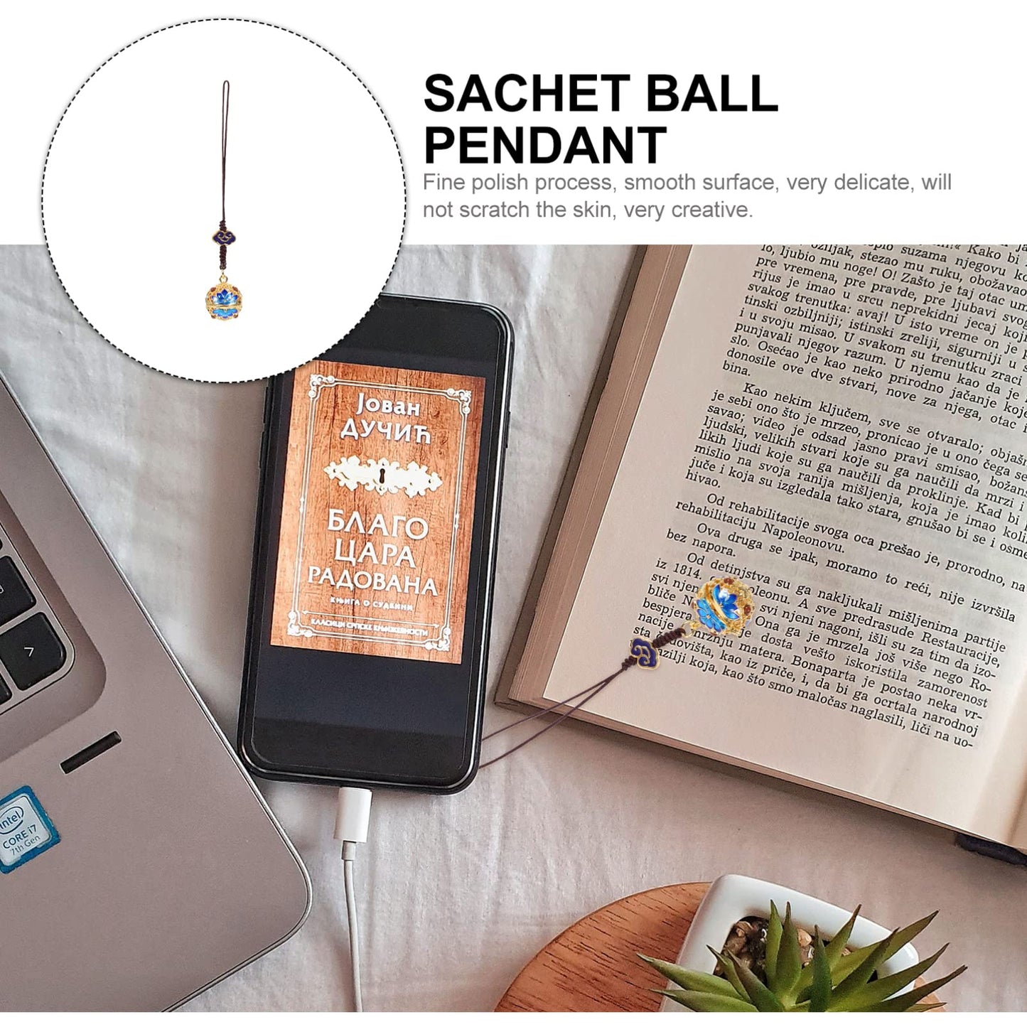 ibasenice Sachet Ball Pendant hanging charm japanese phone charms bag hanging decor chinese phone charm japanese charm DIY Phone Pendant wardrobe sachets cell Chinese style pure copper China